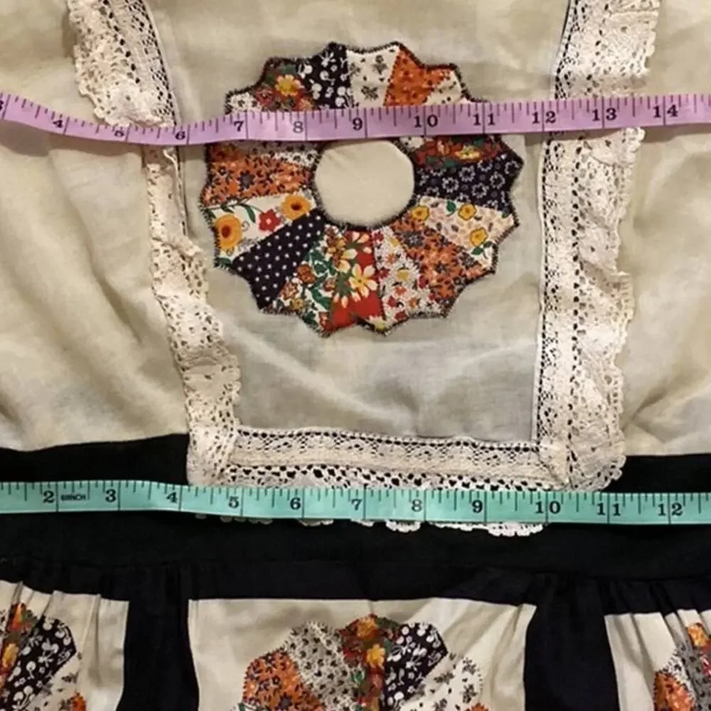 Vintage Rare 1970s Long Sleeve Maxi Cottagecore/Prairie Mock Quilt Dress Sz 6/8 - Picture 3 of 4